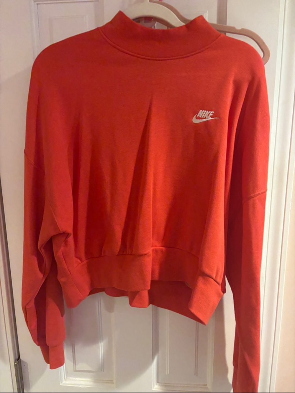 Nike Women’s Red Cropped Mock Neck Sweatshirt